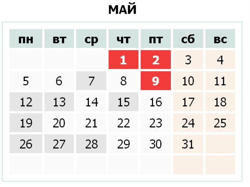 Календарь с картинками на май