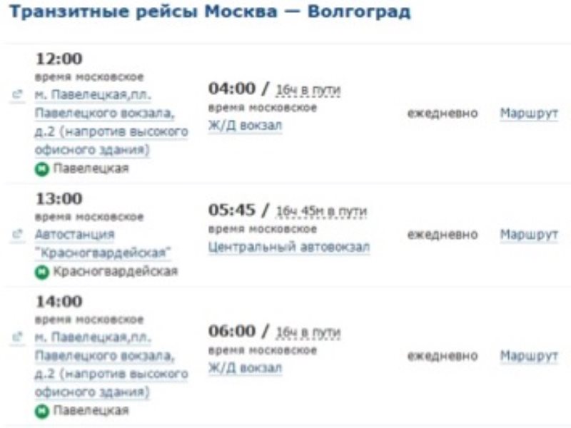 Расписание волгоградских маршруток